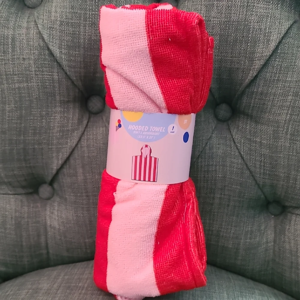 Red and Pink Hooded Towel